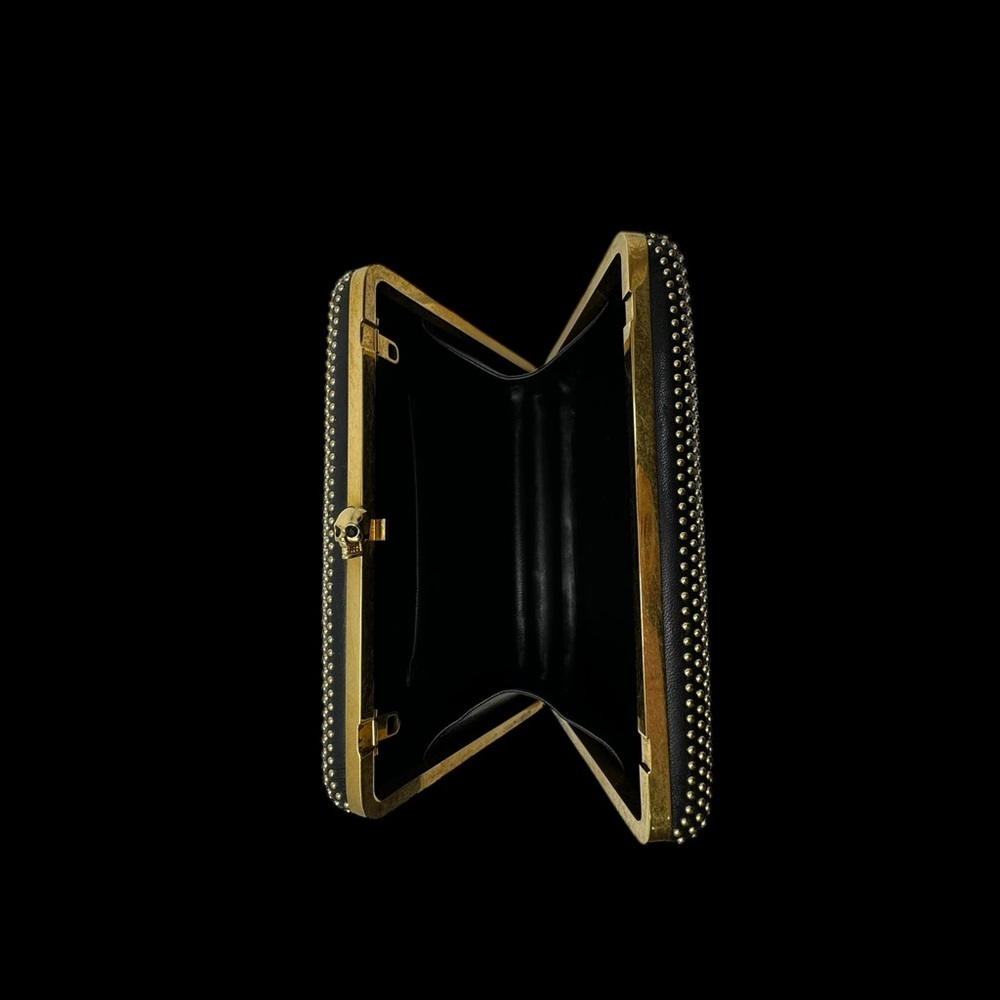Alexander McQueen Studded Skull Convertible Clutch Black & Gold✨ Retail: $1,600 - Picture 6 of 8